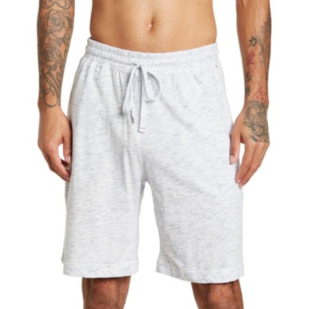 DANIEL BUCHLER Men's LARGE WHITE/NAVY SPLASH Sleep Shorts